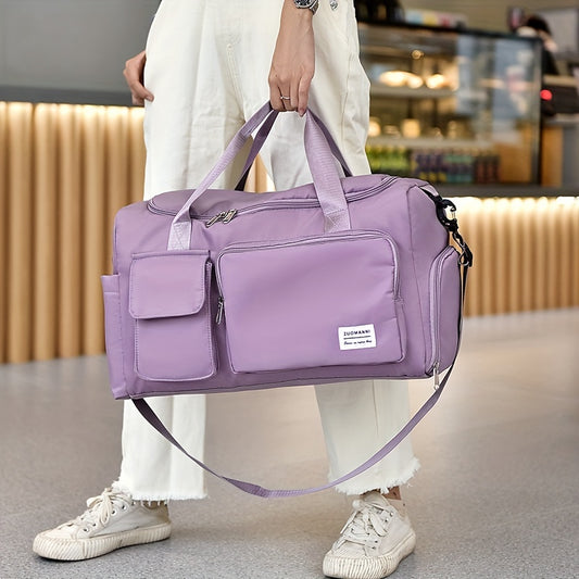 Nylon Large Capacity Travel Tote Bag With Crossbody Strap, Travel Bag, Gym Bag, Duffle Bag