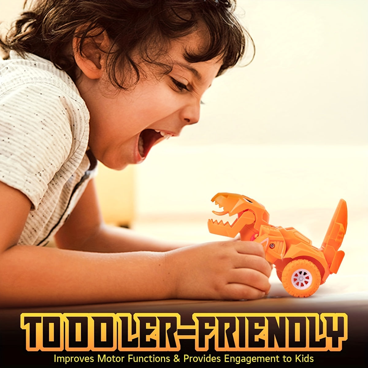Auto-Transforming Dinosaur Car – Inertia-Powered, Weather-Resistant, Push-and-Go, Exciting Gift for Boys