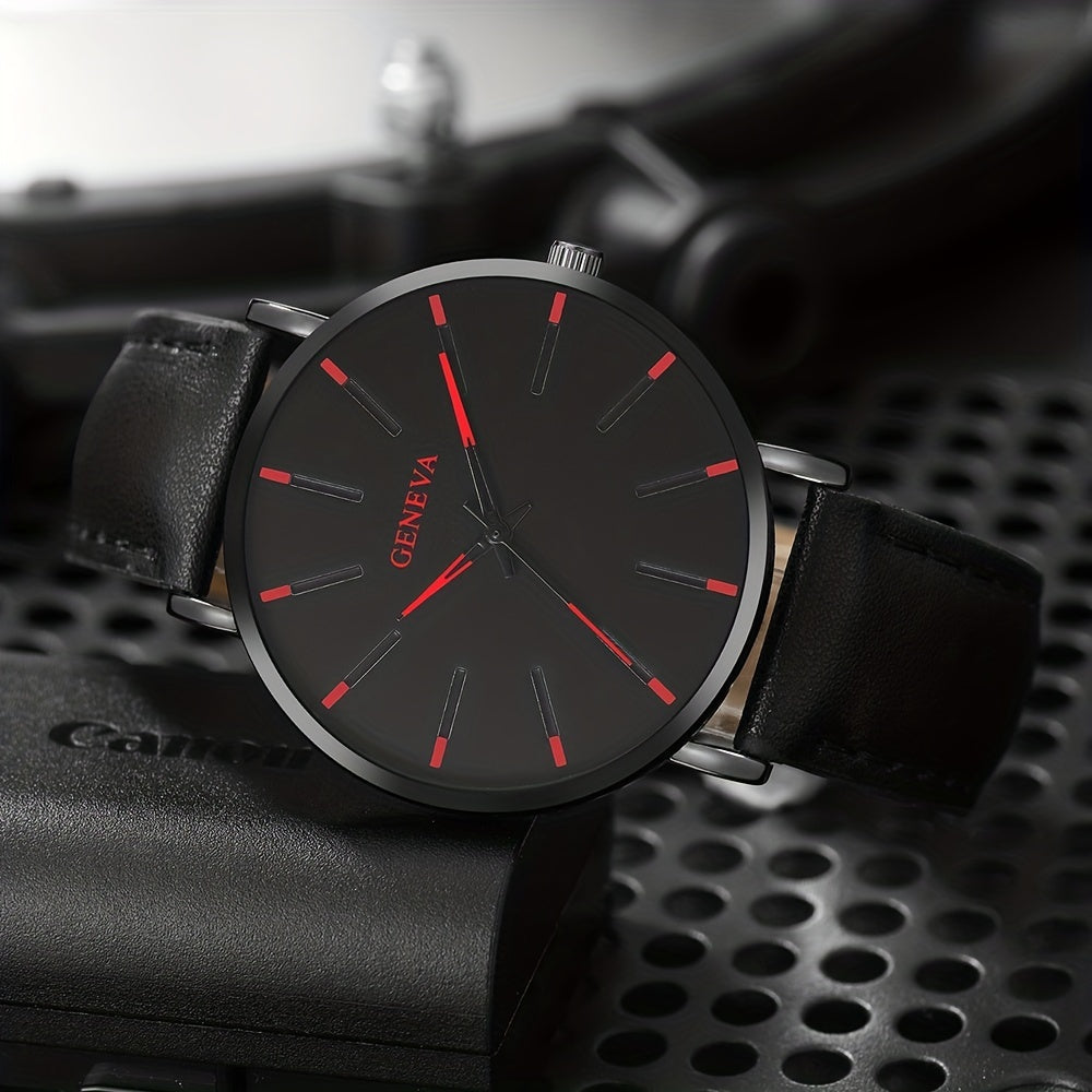 3pcs/set - Elegant Men's Quartz Watch with Matching Bracelet and Necklace - Stylish Timepiece, Perfect for Gifting on Special Occasions