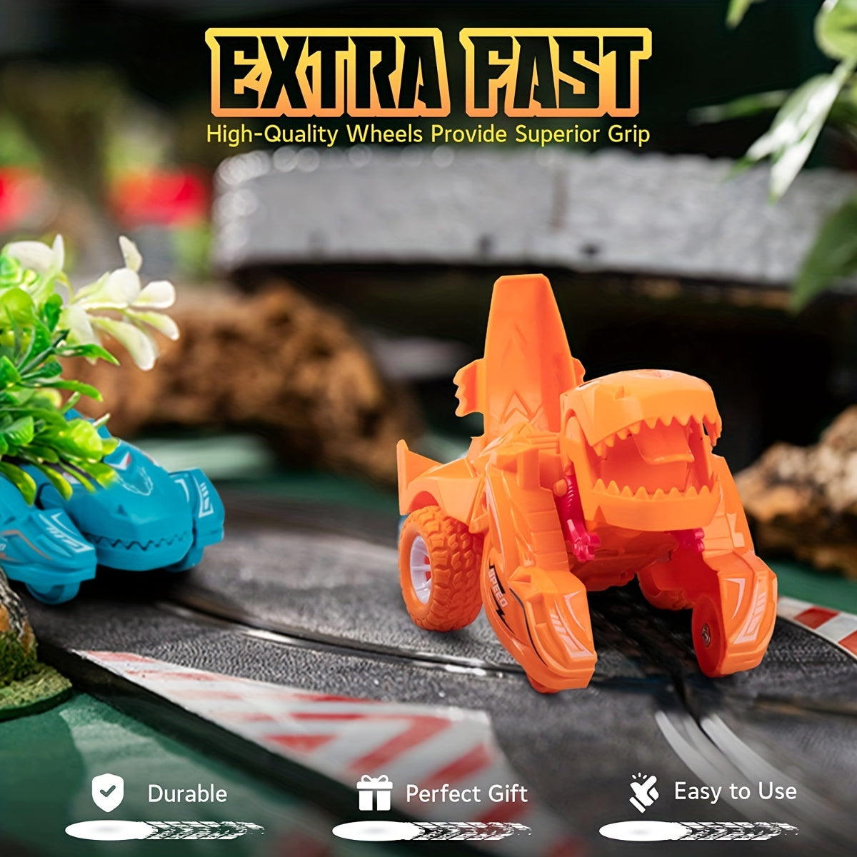 Auto-Transforming Dinosaur Car – Inertia-Powered, Weather-Resistant, Push-and-Go, Exciting Gift for Boys