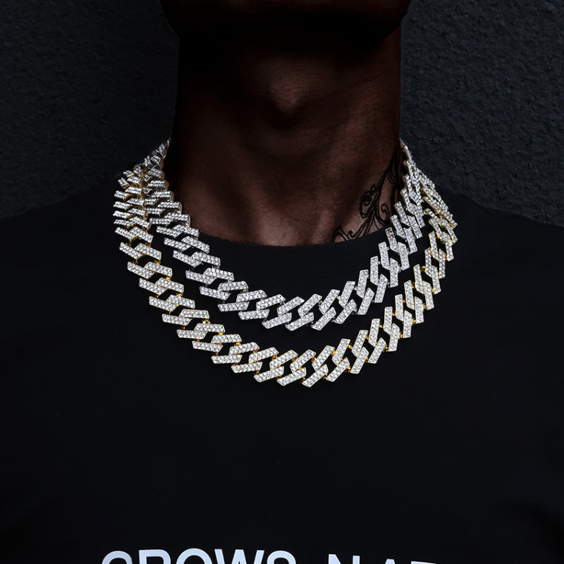 Chunky Iced Out Rhinestone Cuban Link Chain Necklace For Men, father's day gift