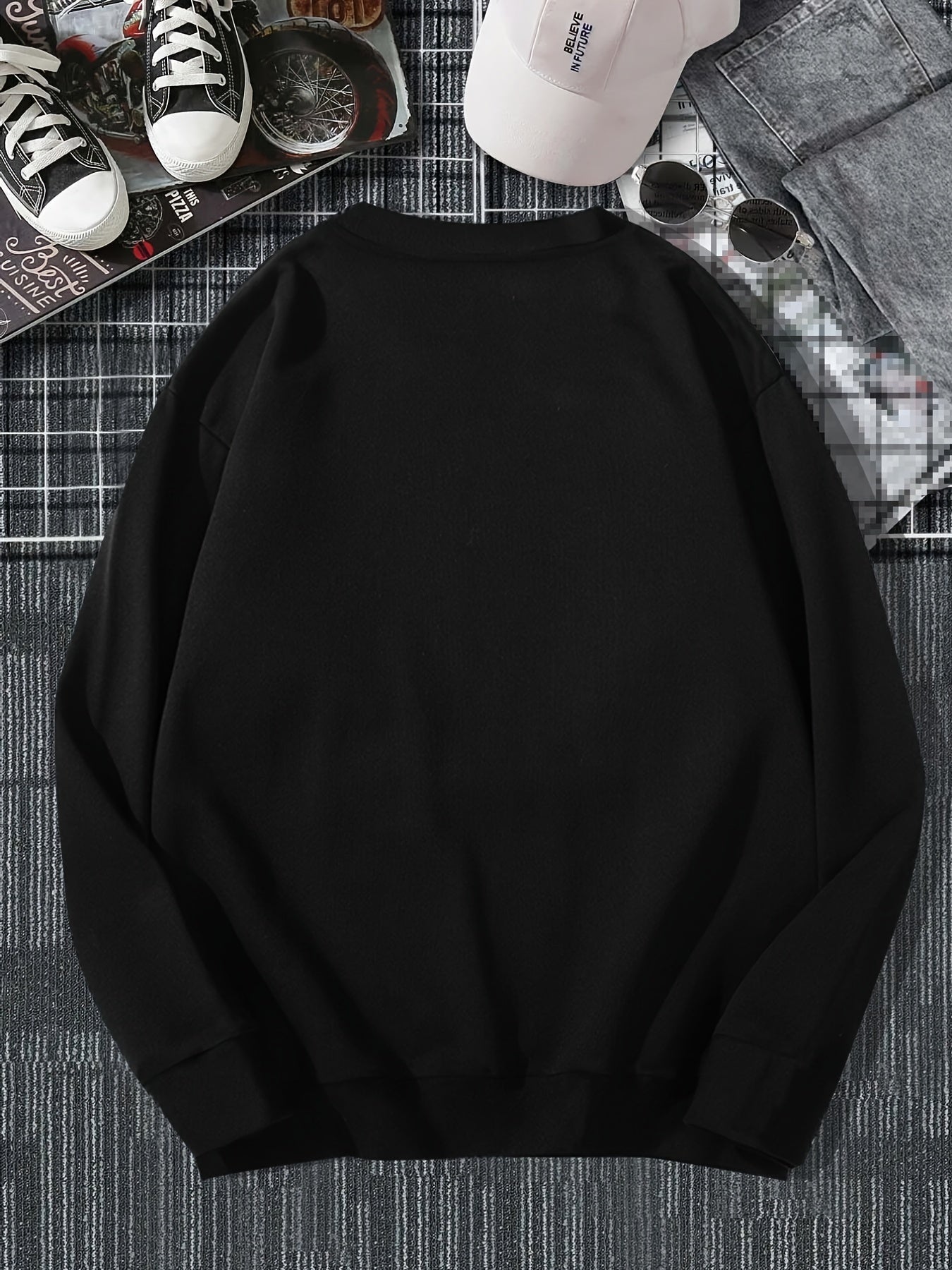 Men And Roses Print, Men's Casual Hoodie, Drawstring Pocket Hoodie