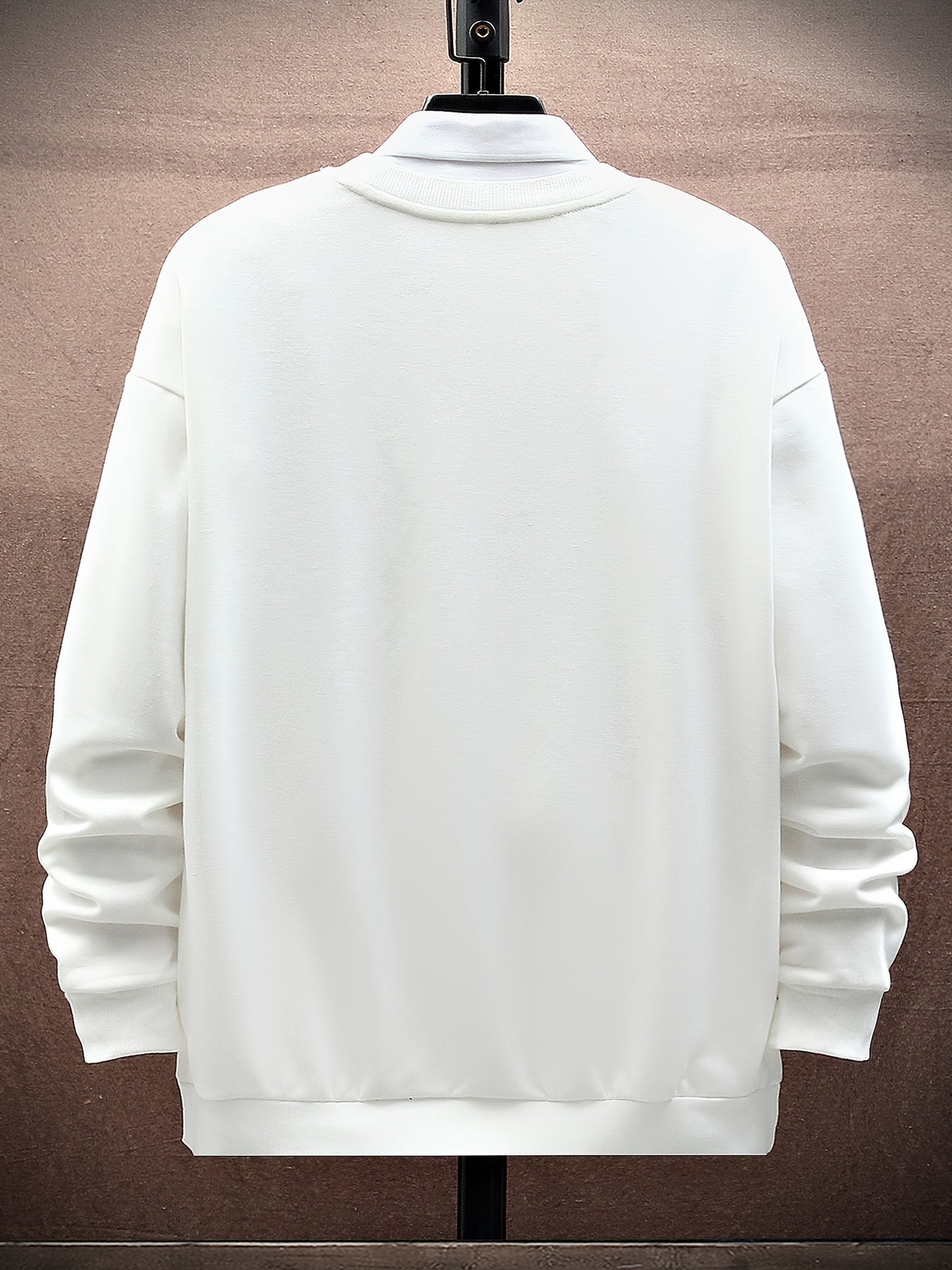 Men's Cartoon Bear Selfie Print Casual Round Neck Pullover Sweatshirt
