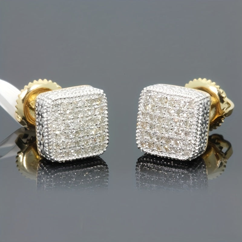 1pair Fashion Men's Stud Earrings Zircon Micro Earrings Hip Hop Stud Earrings Hip Hop Jewelry