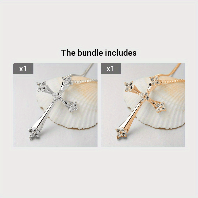 Charm Inlaid White zirconia Cross Pendant Necklace For Women's Party Birthday Fashion Jewelry