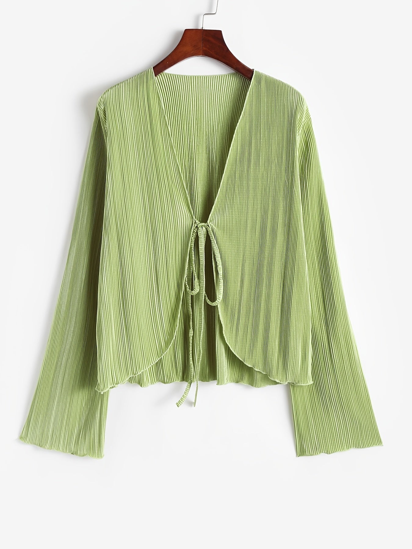 Women's Sheer Mesh Flare Sleeve Crop Top