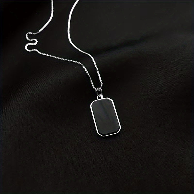 Golden Square Black Shell Pendant Necklace 18K Gold Plated Neck Jewelry Holiday Accessories