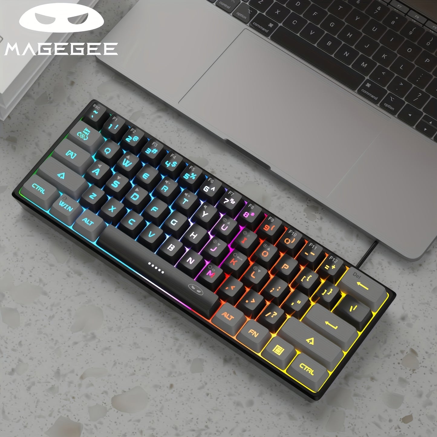 MageGee Mini 60% Gaming/Office Keyboard, Keycap Type Wired RGB Backlit Compact Computer Keyboard for Windows/Mac/Laptop