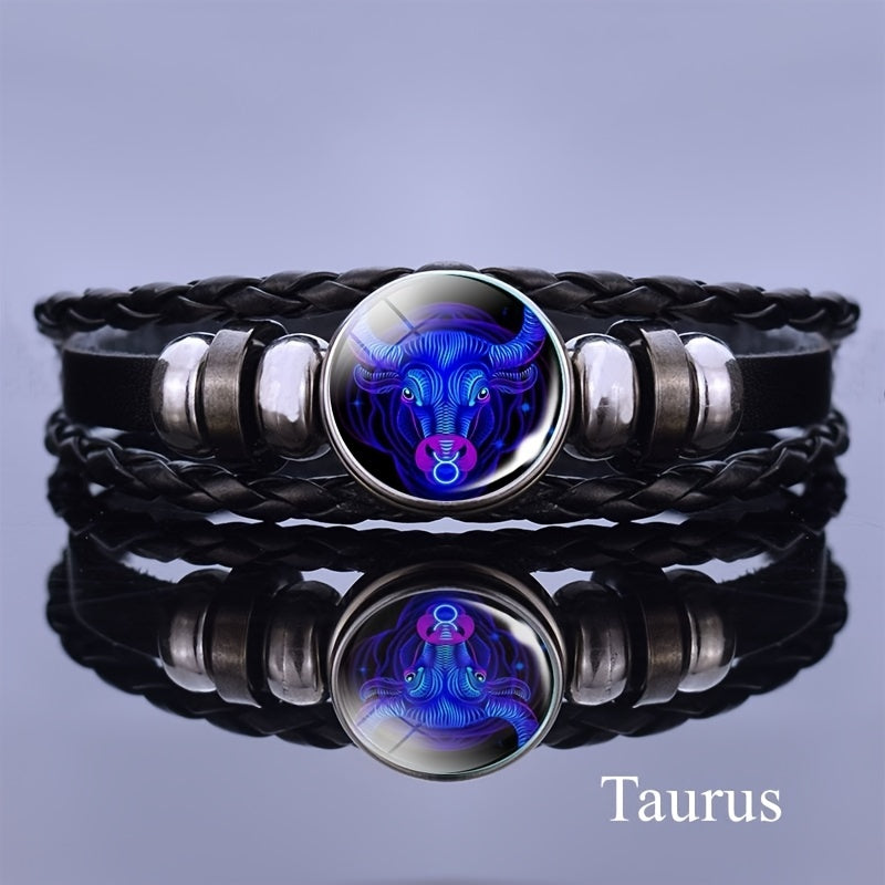 1pc 12 Constellation Luminous Bracelet Men's And Women's Fashion Multi-layer Woven Bracelet