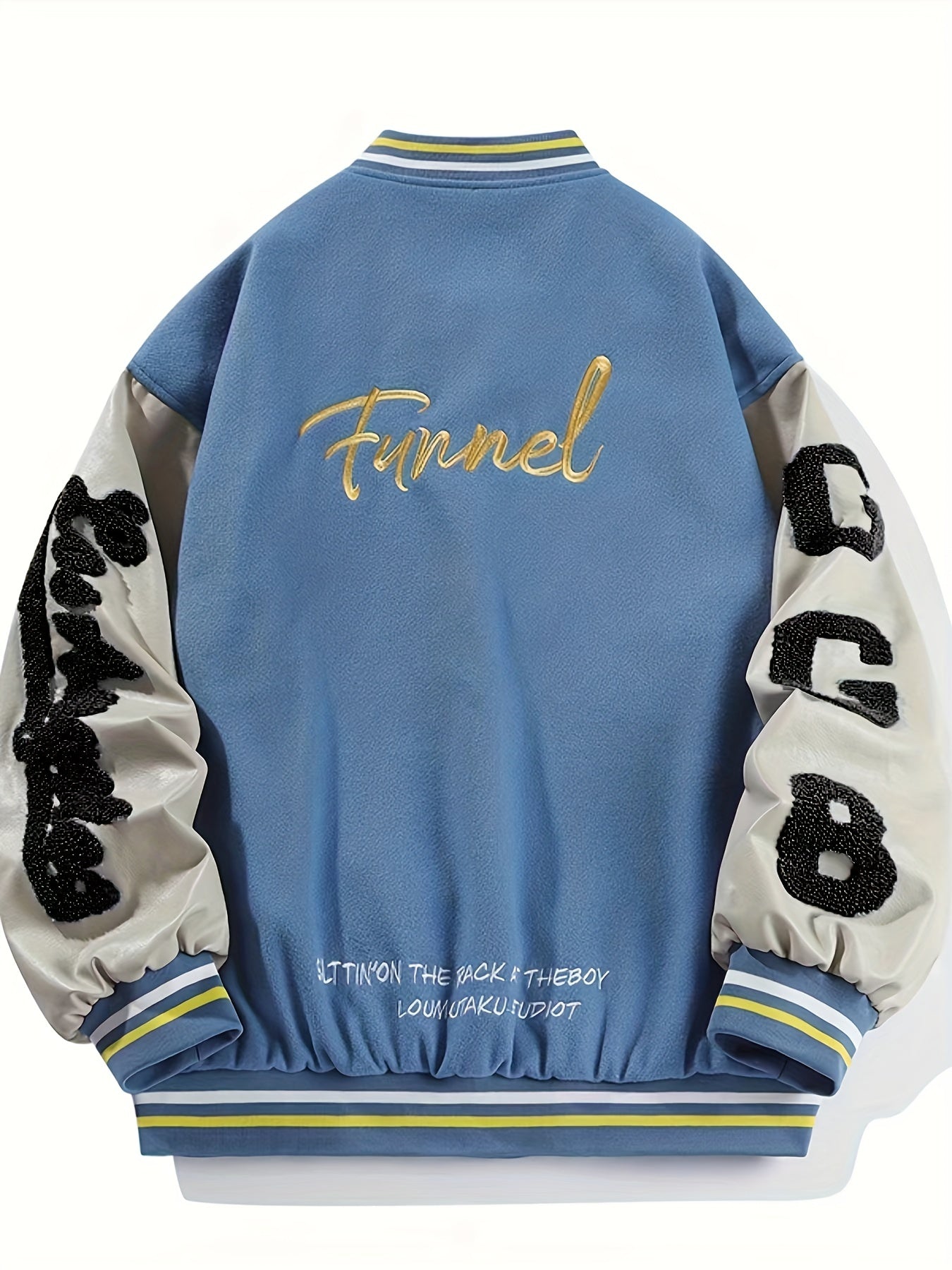 Men's Fleece College Varsity Jacket, Baseball Vintage Jacket, Casual Streetwear Coats Plus Size