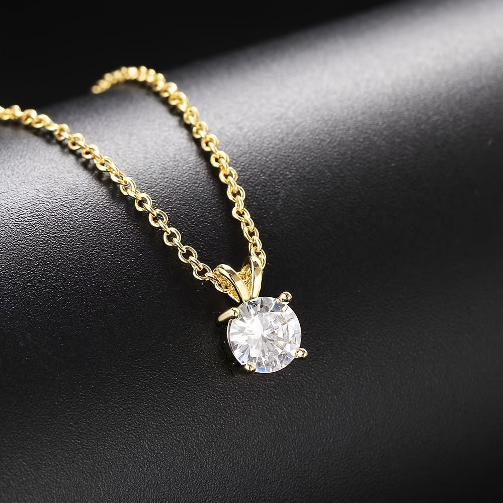 Moissanite 925 Sterling Silver 1-2CT Classic 4 Claw Pendant Necklace Luxury Wedding Engagement For Women  Gift