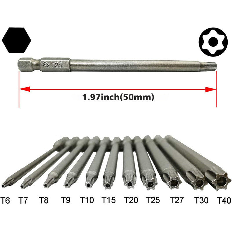 11-Piece Premium Torx Security Screwdriver Drill Set - Durable 1/4 Hex Shank T6-T40 S2 Steel Bits for Maximum Torque and Long-Lasting Performance - Ideal for Heavy-Duty Applications