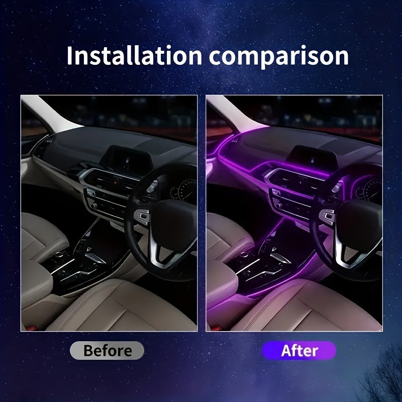2m 4m LED Strip Car Interior Decorations Atmosphere Light RGB Neon DIY Dashboard Ambient Optical Fiber Strips Lamp with USB Drive