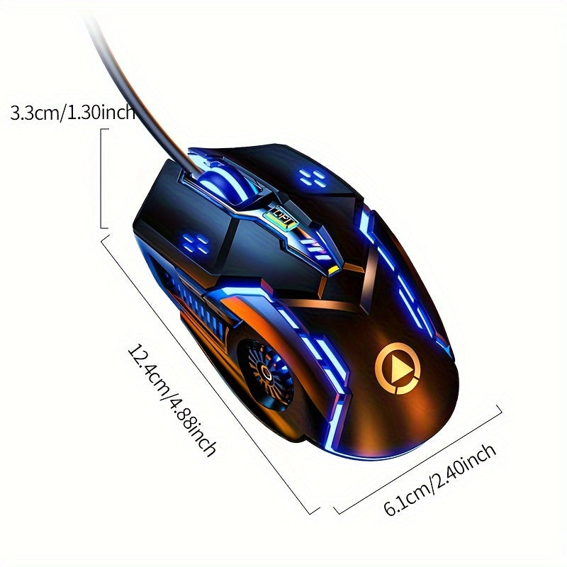 Silver Carved Mechanical Gaming Mouse, Wired, Suitable for Desktop And Laptop Use, Silent for Office And Esports.
