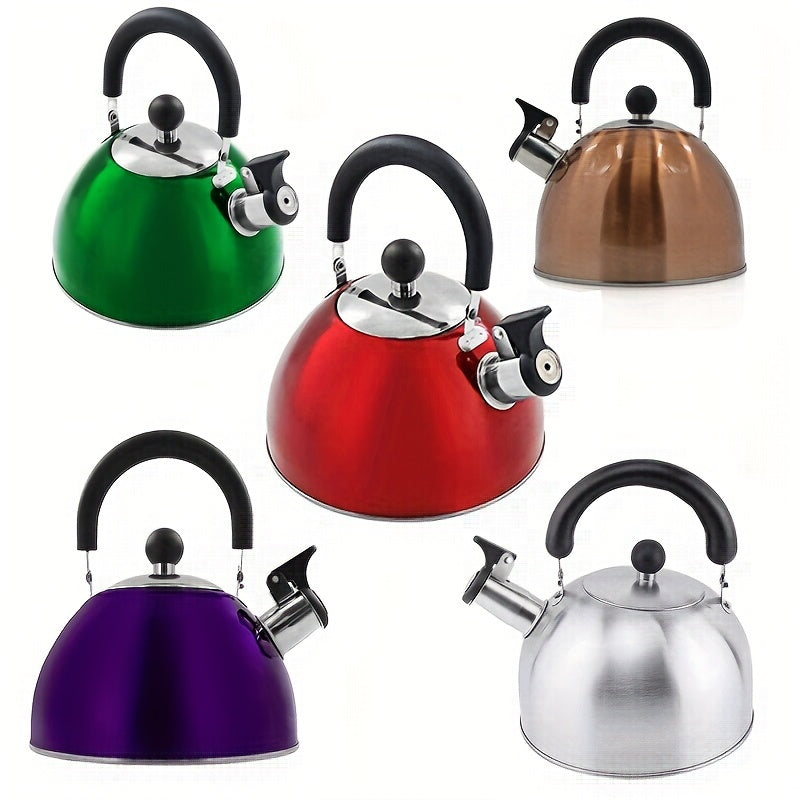1pc, 2500ml/84.55oz Stainless Steel Tea Kettle with Whistle for Charcoal, Gas, Electric, and Ceramic Stoves - Reusable and Easy to Clean