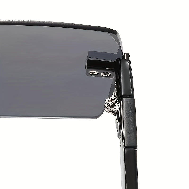 Rimless Square Fashion For Women Men Gradient Lens Cut Edge Glasses Metal Flower Decor Hollow Temple Eyewear