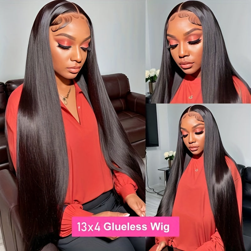 200% Density Straight 13*6 Lace Frontal Wigs Transparent Lace Front Pre Plucked Brazilian Human Hair Wigs For Women Glueless Straight Human Hair Wigs For Daily Use