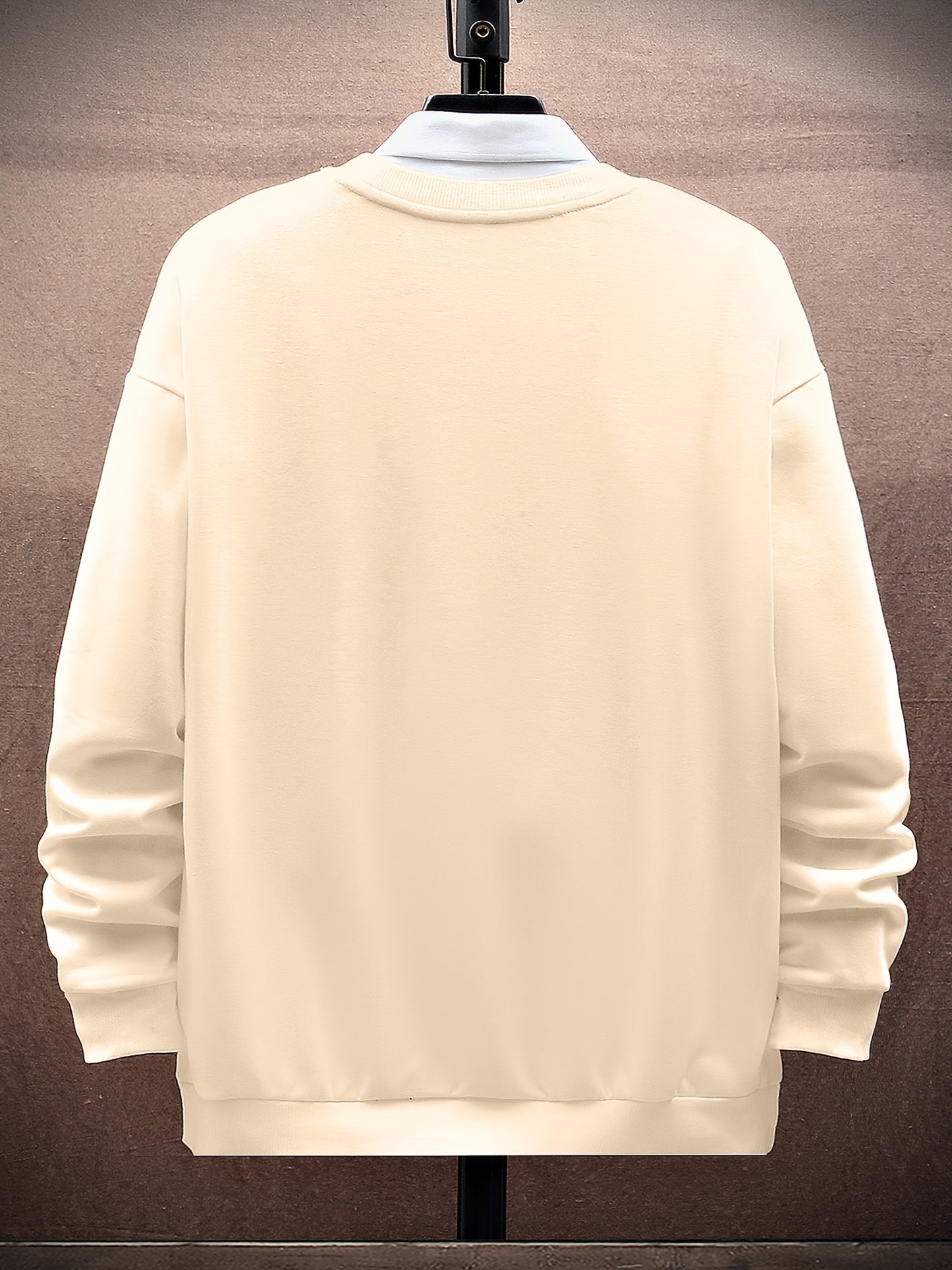 Men's Cartoon Bear Selfie Print Casual Round Neck Pullover Sweatshirt