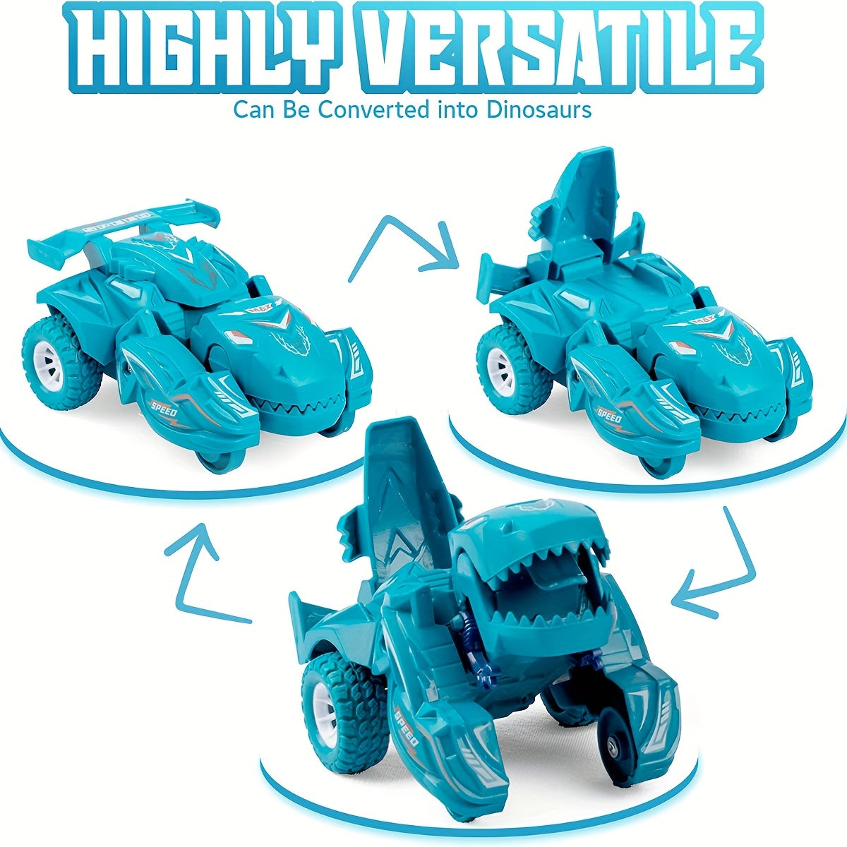 Auto-Transforming Dinosaur Car – Inertia-Powered, Weather-Resistant, Push-and-Go, Exciting Gift for Boys