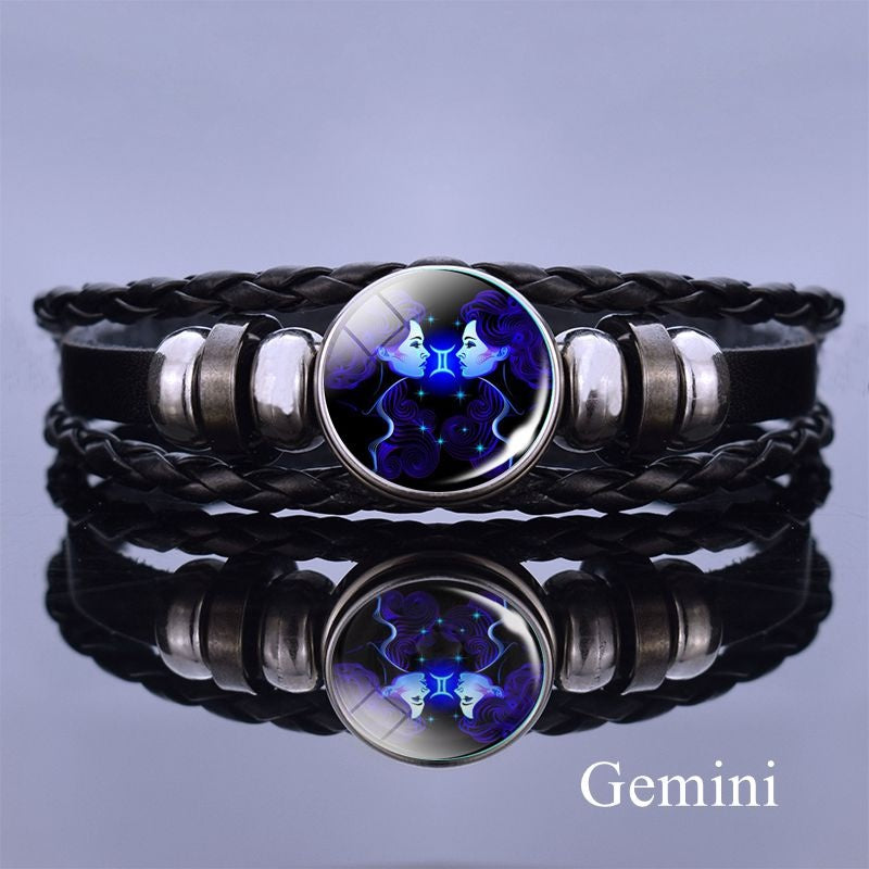 1pc 12 Constellation Luminous Bracelet Men's And Women's Fashion Multi-layer Woven Bracelet