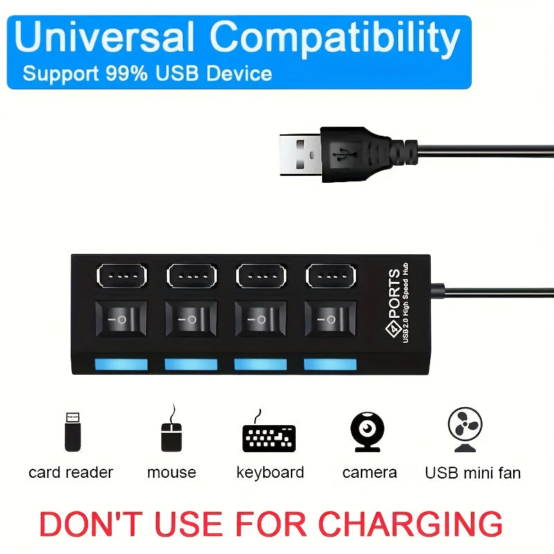 1pc 4-port/7-port USB Connector Computer Mouse Keyboard Memory Card Independent Switch Universal Hub