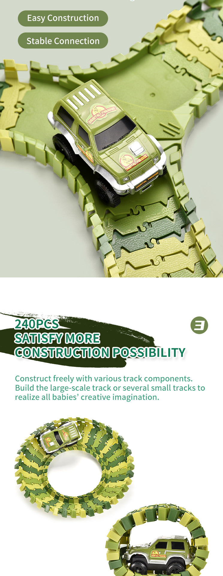 Dinosaur Toys Race Car Track, Create A Dinosaur World Road Race, Flexible Dinosaur Track Toys Set 120/240pcs Christmas Birthday Gifts For Boys Girls Kids Christmas Halloween Thanksgiving Gift Carnival