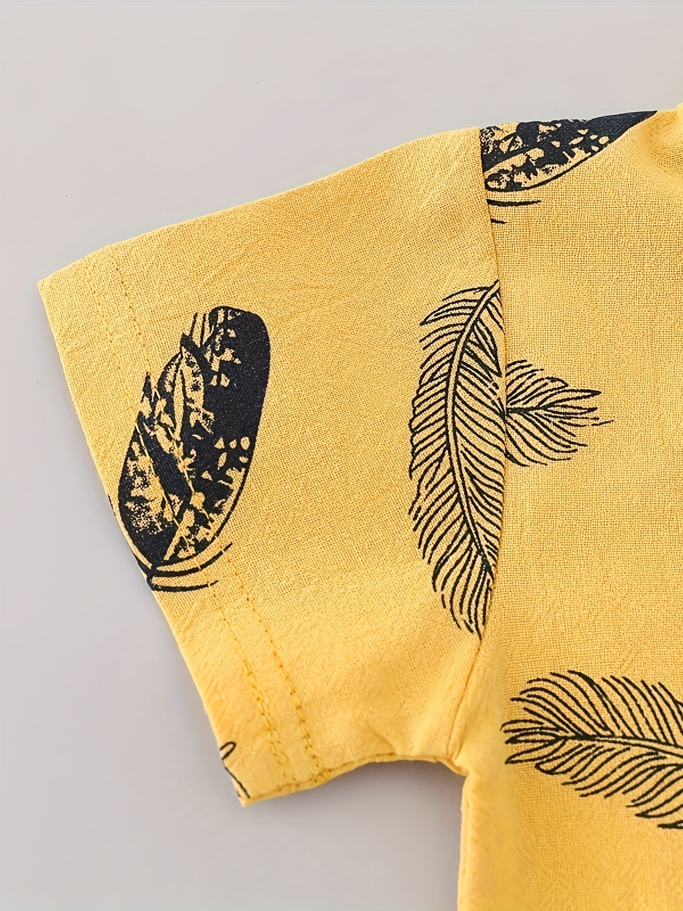 2pcs Baby Boys Casual Feather Pattern Short Sleeve Shirt & Shorts Set Clothes Outdoor Set
