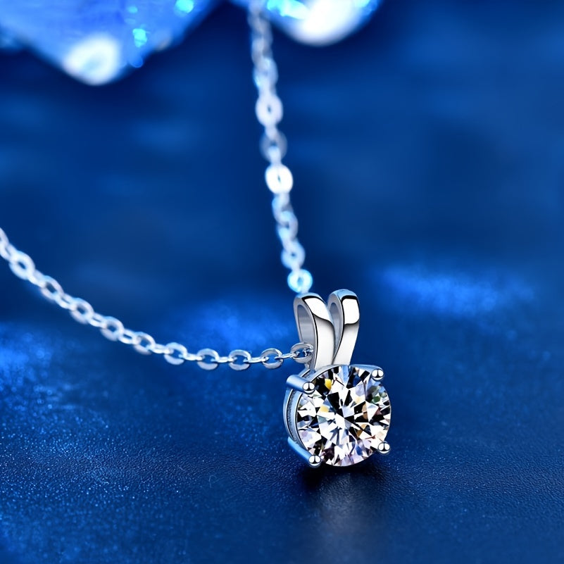 Moissanite 925 Sterling Silver 1-2CT Classic 4 Claw Pendant Necklace Luxury Wedding Engagement For Women  Gift