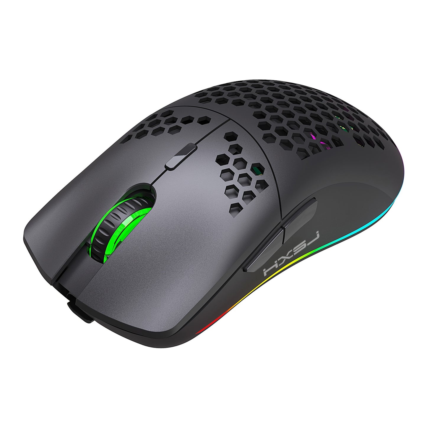 [Wireless Gaming] HXSJ 2.4G Wireless Gaming Mouse | Right-Handed | RGB Lighting, Rechargeable, Honeycomb Design | Gaming | Right-Handed Comfort | White