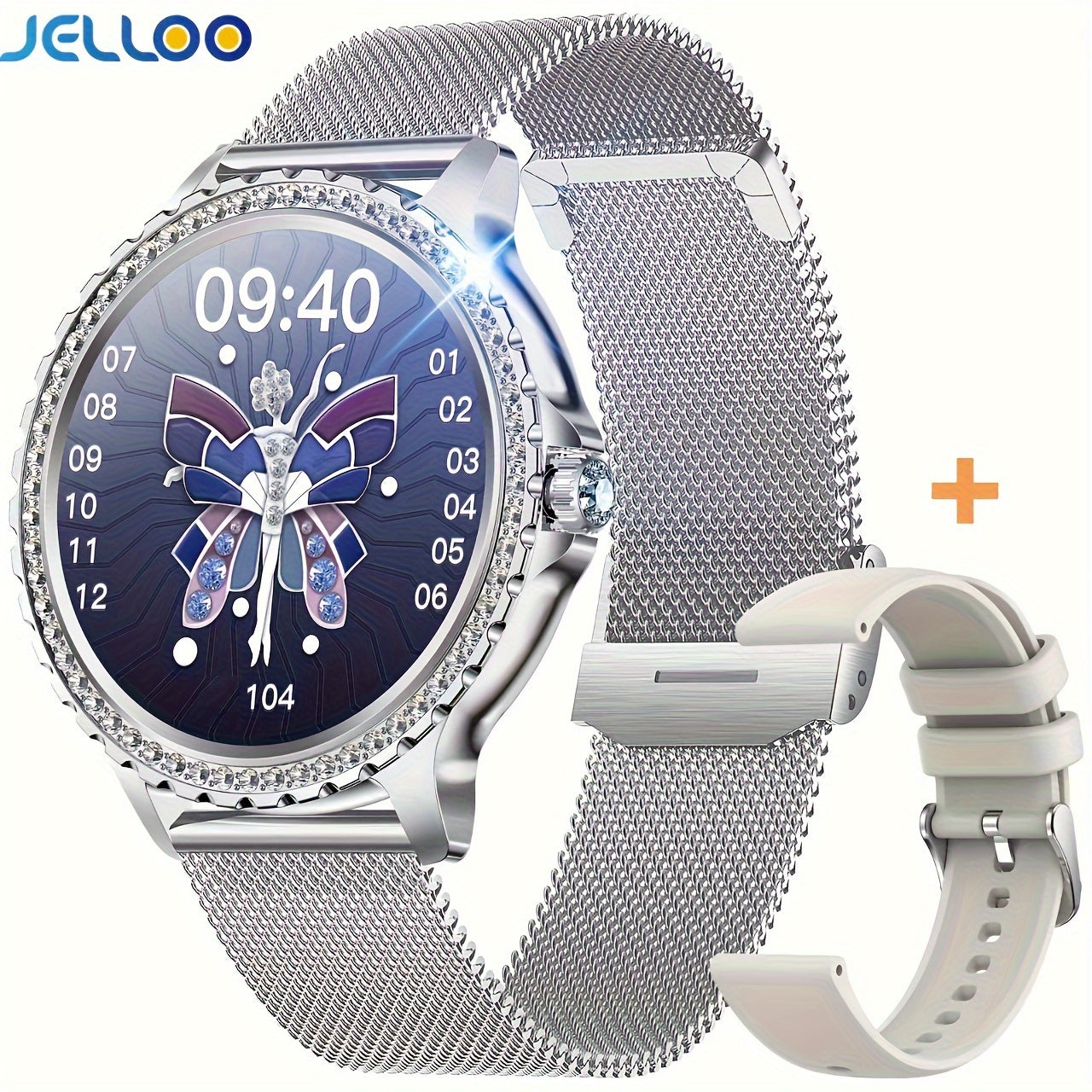 JELLOO Women'S Fashion Smart Watch - 3.35cm HD Full Touch Screen, Wireless Calls, IP68, Rechargeable Lithium Battery, Rose Golden & Pearl Accents, Perfect for iPhone & Android, Stylish Accessory|Rose Golden Watch|Lithium Batt