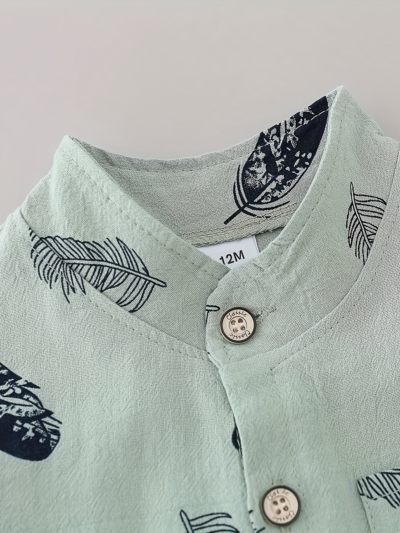 2pcs Baby Boys Casual Feather Pattern Short Sleeve Shirt & Shorts Set Clothes Outdoor Set