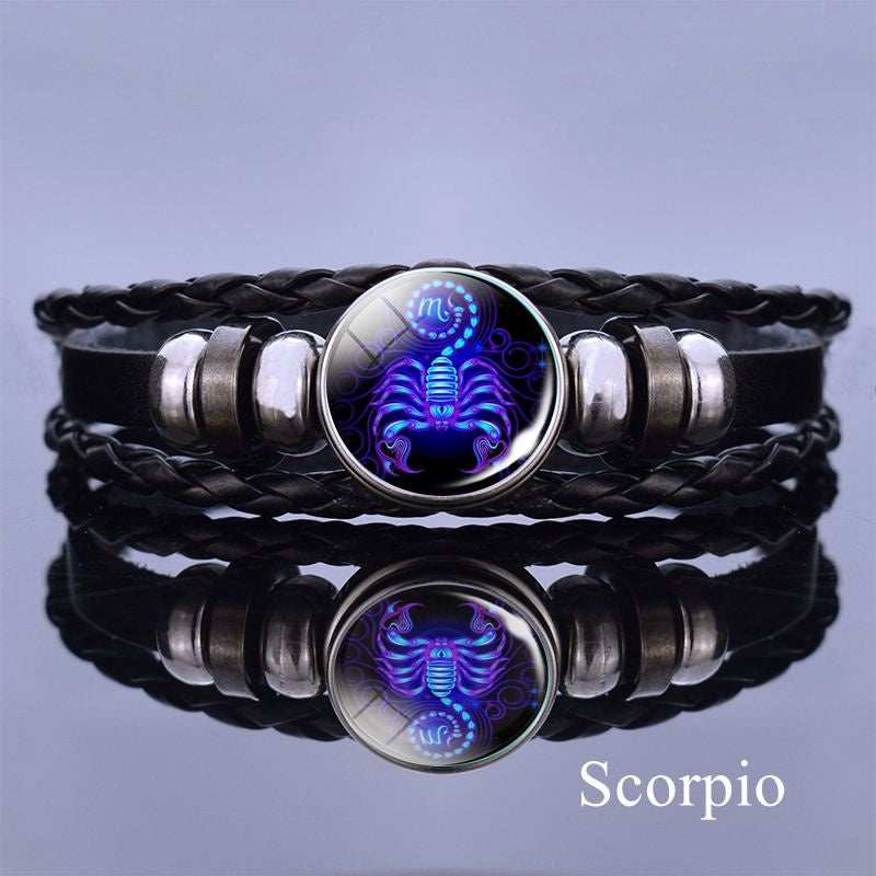 1pc 12 Constellation Luminous Bracelet Men's And Women's Fashion Multi-layer Woven Bracelet