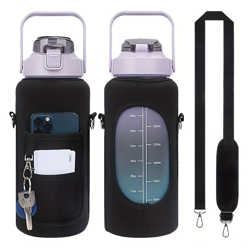 2L/64oz Waterproof Water Bottle Cover - Durable Sport Bottle Insulator with Shoulder Strap - Perfect Portable Vacuum Cup Pouch for Outdoor Adventures and Camping