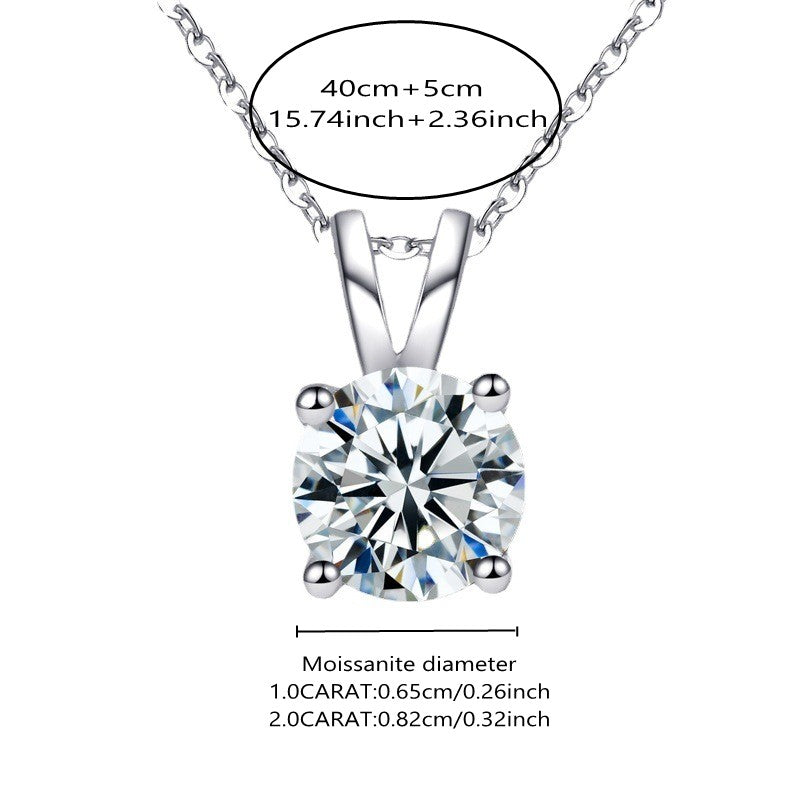 Moissanite 925 Sterling Silver 1-2CT Classic 4 Claw Pendant Necklace Luxury Wedding Engagement For Women  Gift