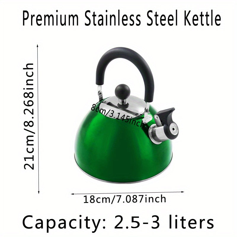 1pc, 2500ml/84.55oz Stainless Steel Tea Kettle with Whistle for Charcoal, Gas, Electric, and Ceramic Stoves - Reusable and Easy to Clean
