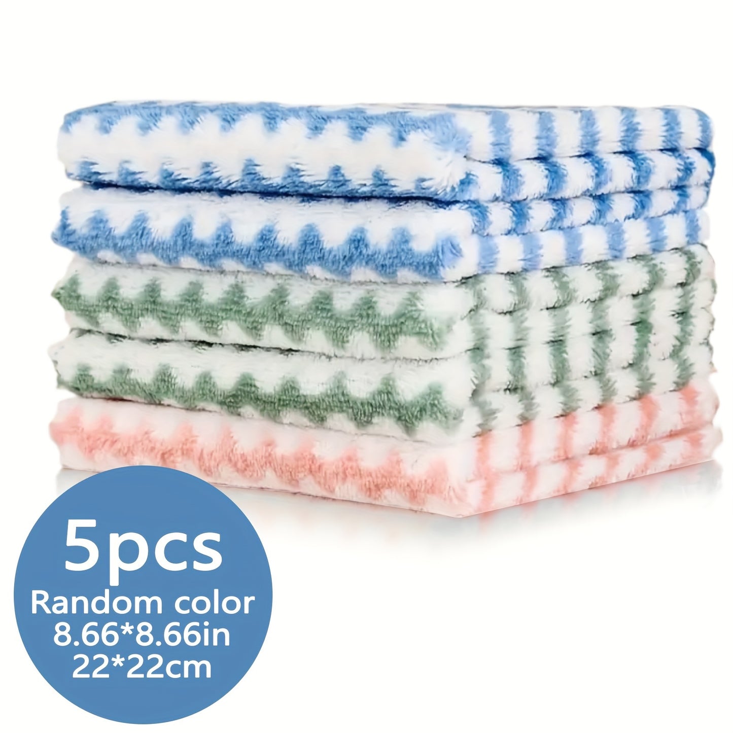 5/10pcs Microfiber Dish Cloths, Thickened Coral Velvet Cationic Double-sided Dish Towels, Soft Absorbent Towels, Strong Stain Removal, Scouring Pads