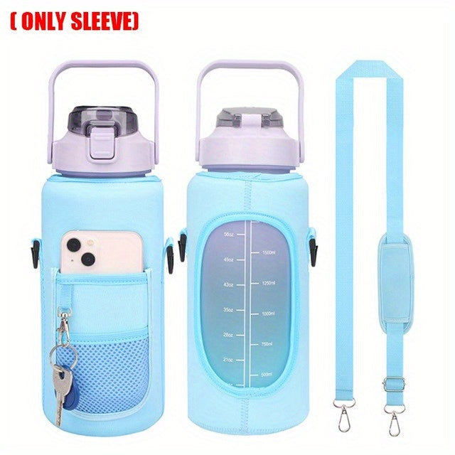 2L/64oz Waterproof Water Bottle Cover - Durable Sport Bottle Insulator with Shoulder Strap - Perfect Portable Vacuum Cup Pouch for Outdoor Adventures and Camping