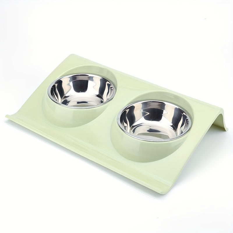 Stainless Steel Double Pet Bowl for Dogs and Cats - Non-Slip Base, Easy to Clean, Perfect for Food and Water
