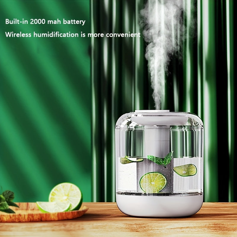 Humidifiers For Bedroom, 1L Cool Mist Humidifiers, Transparent Tank, LED Night Light, 2 Mist Mode, 2000mAh Battery Operated Humidifier, Quiet Air Humidifier, Portable Travel Humidifier For Car Desk Home Office