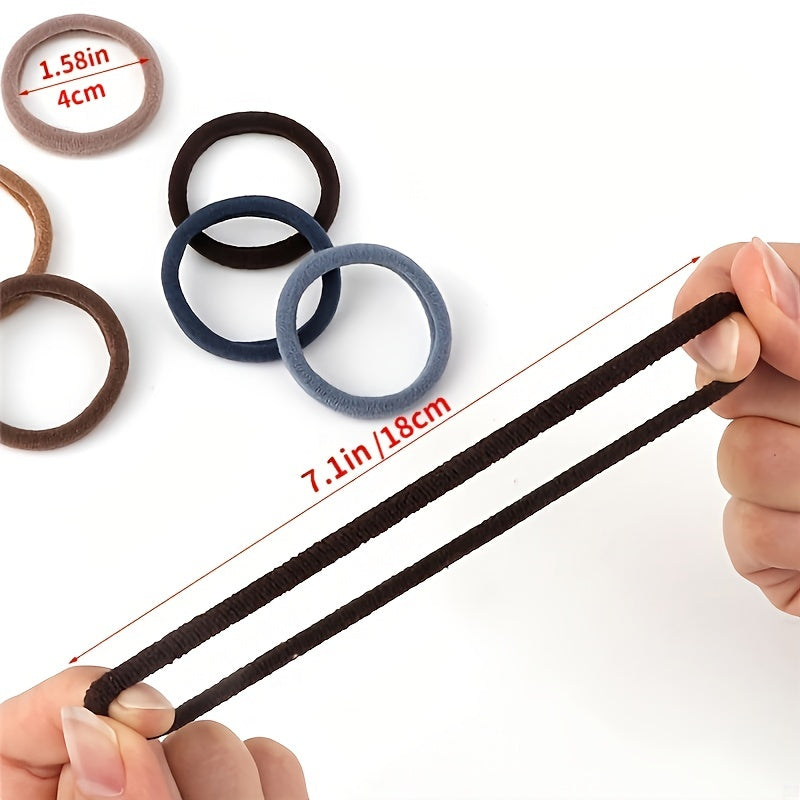 50pcs/Set Women   Basic Hair Bands 4cm Simple Solid Colors Elastic Headband Hair Ropes Ties Hair Accessories Ponytail Holder