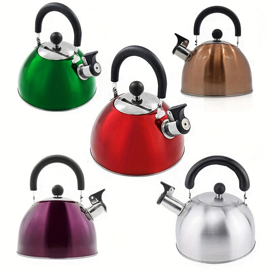 1pc, 2500ml/84.55oz Stainless Steel Tea Kettle with Whistle for Charcoal, Gas, Electric, and Ceramic Stoves - Reusable and Easy to Clean