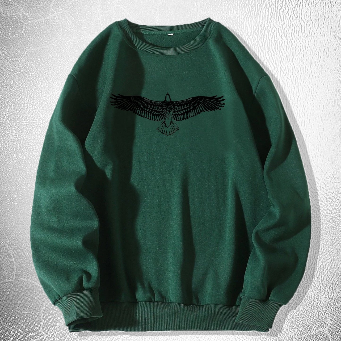 Big Eagle Print Men's Crew Neck Long Sleeve Sweatshirt, Casual Wear, Men's Clothing