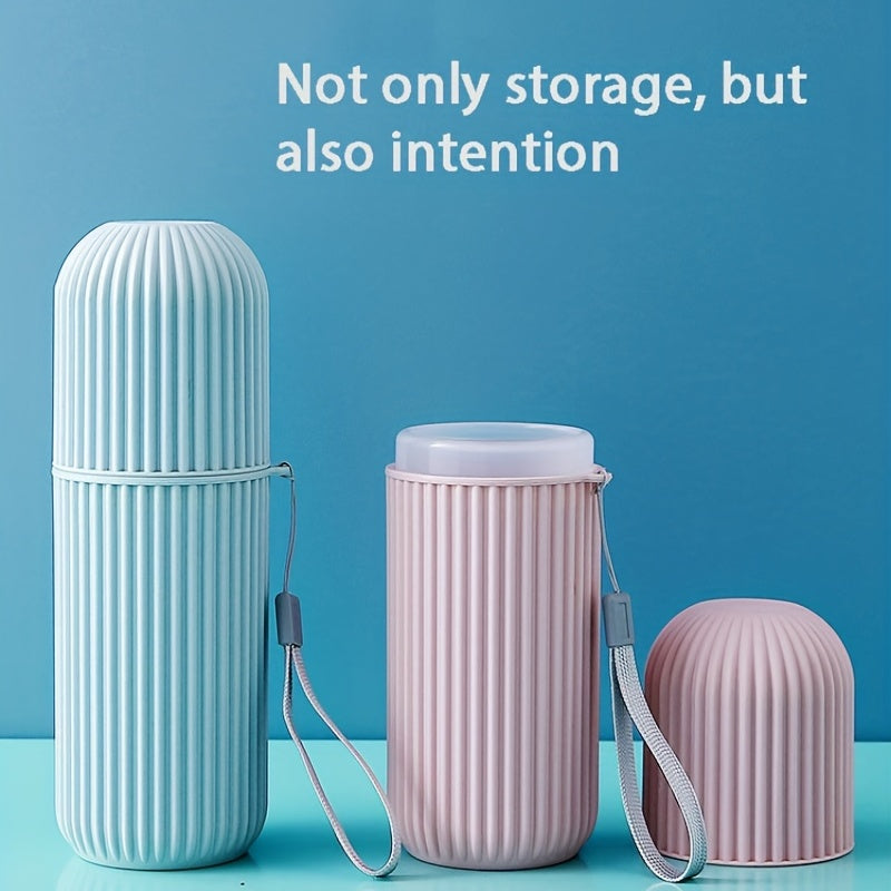 Household Travel Mouthwash Cup Toothbrush Cup Makeup Brush Storage Box Travel Wash Cup Portable Couple Toothbrush Toothpaste Storage Box Simple Toothbrush Mouthwash Cup Toothjar Set Rope Color Random travel must have