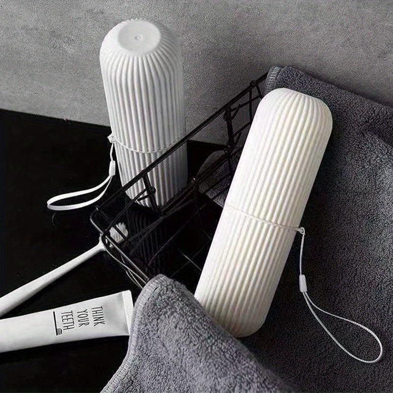 Household Travel Mouthwash Cup Toothbrush Cup Makeup Brush Storage Box Travel Wash Cup Portable Couple Toothbrush Toothpaste Storage Box Simple Toothbrush Mouthwash Cup Toothjar Set Rope Color Random travel must have