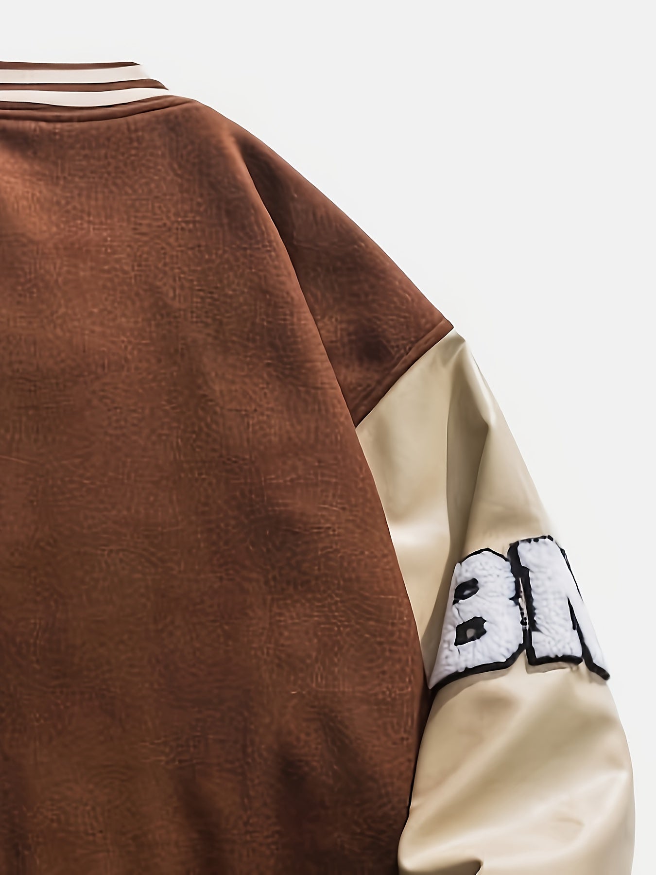 Men's Fleece College Varsity Jacket, Baseball Vintage Jacket, Casual Streetwear Coats Plus Size
