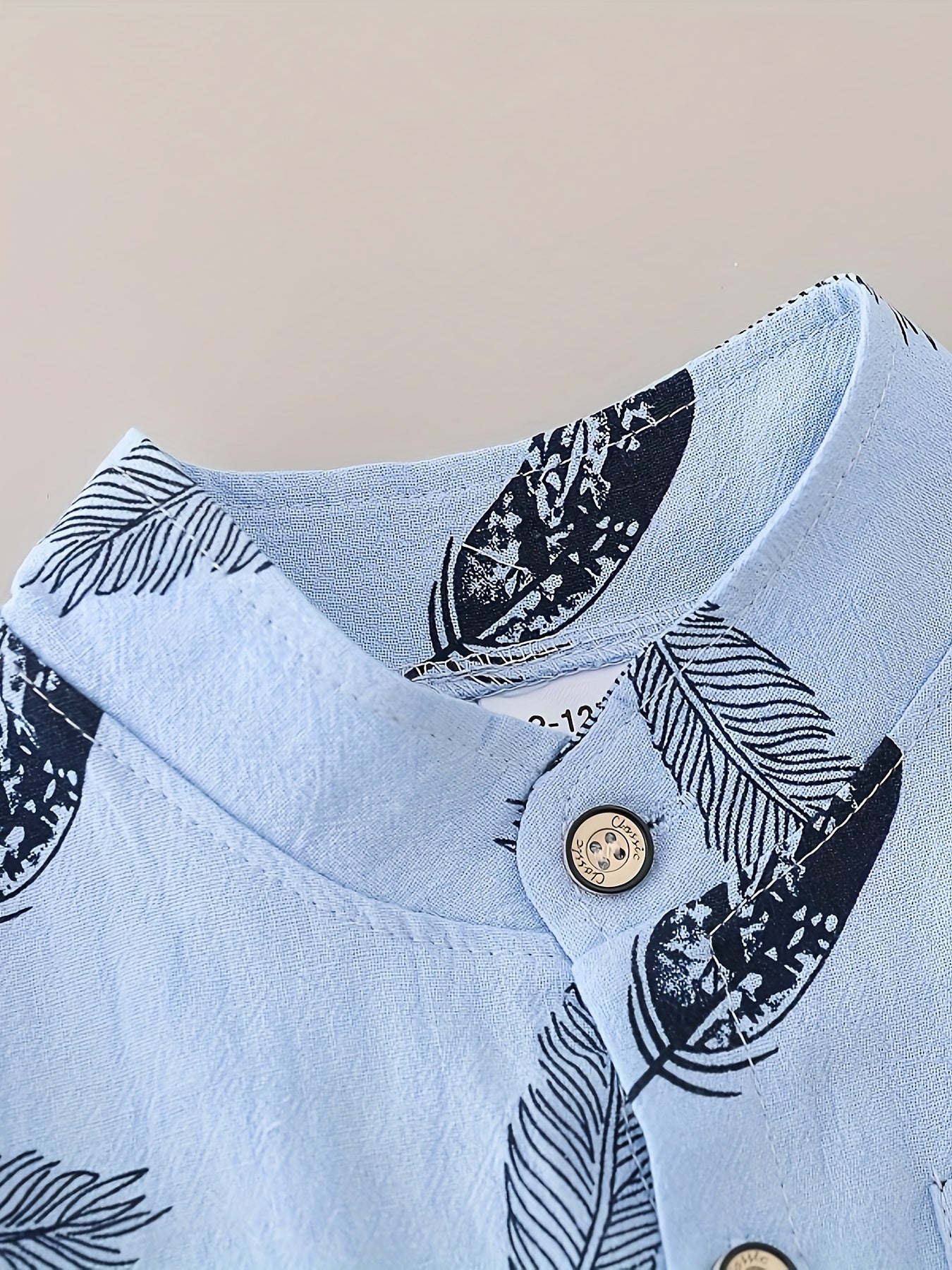 2pcs Baby Boys Casual Feather Pattern Short Sleeve Shirt & Shorts Set Clothes Outdoor Set