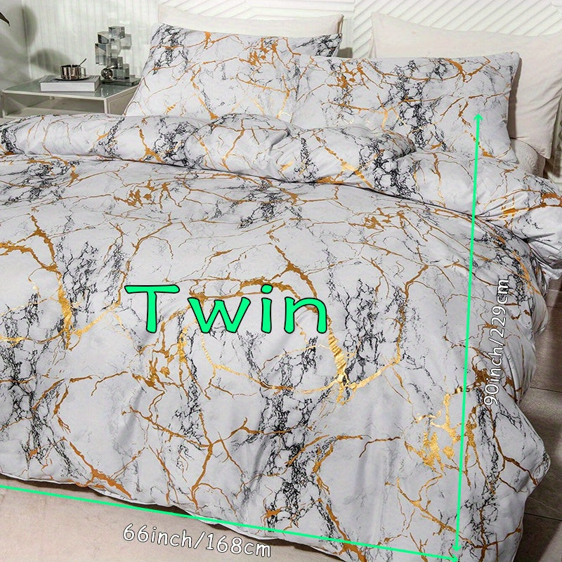 3pcs Classic Hot Stamping Texture Quilt Cover Set
