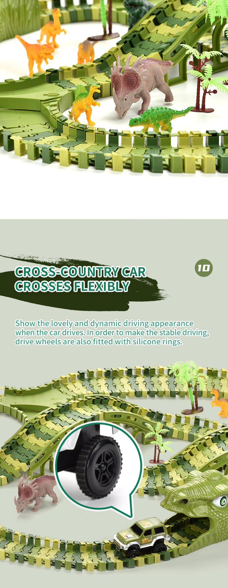Dinosaur Toys Race Car Track, Create A Dinosaur World Road Race, Flexible Dinosaur Track Toys Set 120/240pcs Christmas Birthday Gifts For Boys Girls Kids Christmas Halloween Thanksgiving Gift Carnival