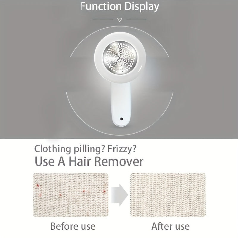 Portable Rechargeable Lint Remover With Cleaning Brush - Effective Fabric Shaver For Clothes, Furniture, And Carpets - Removes Lint Balls, Bobbles, And Fuzz - Includes USB Cable