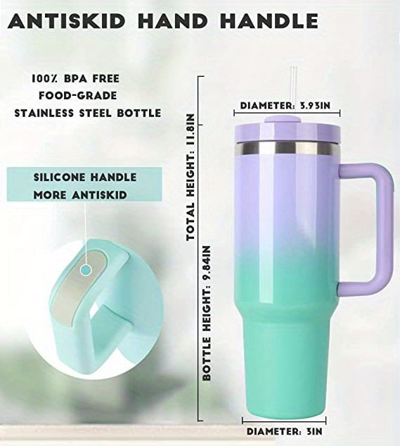 Sakura Train 40 OZ Fantasy series Stainless Steel Vacuum Insulated Tumbler with Handle and Straw Lid, Tumblers, Travel Mug for Water, Iced Tea or Coffee, Smoothie and More, BPA Free, Best Gift For Men And Women Birthday, Moth